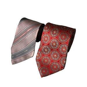 Ermenegildo Zegna mens pink stripe 100% silk neck tie w/ bonus XL tie EuC